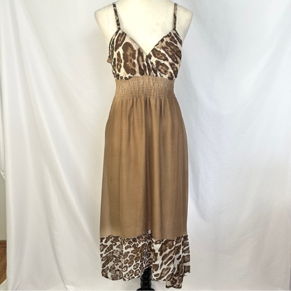Dots Dress Sleeveless High Low Hem Dress Womens Size‎ Medium Sexy Feminine Brown